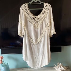 Umgee brand Boho ivory crochet tunic/dress medium